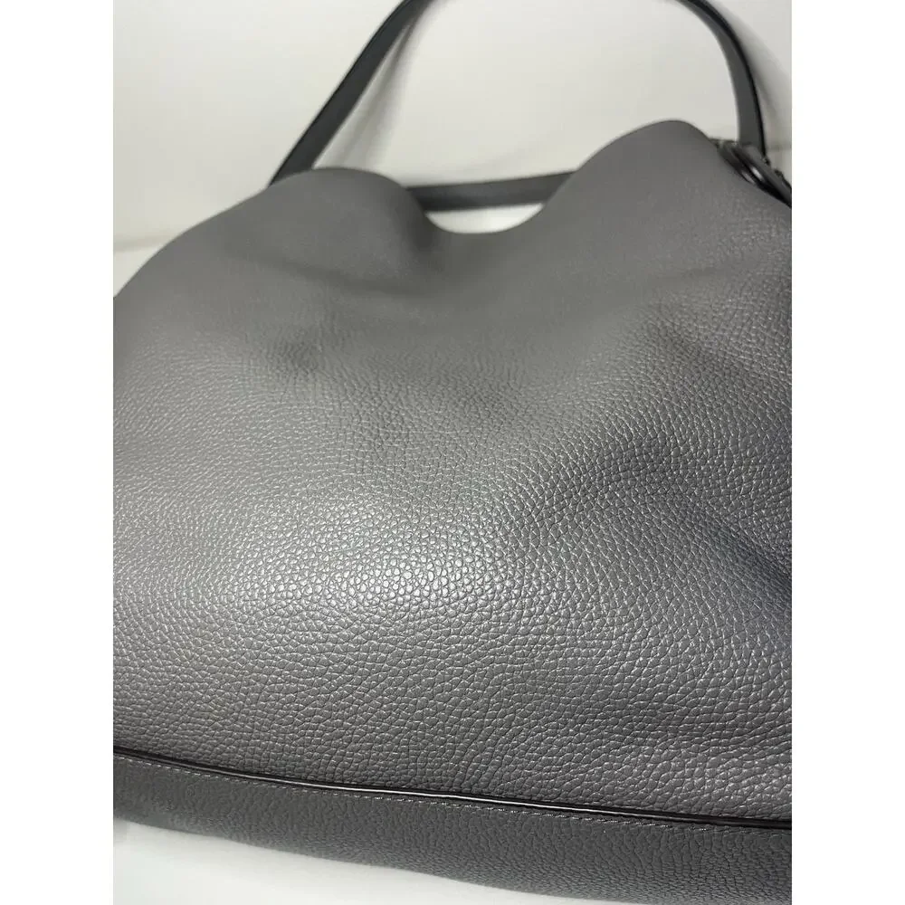 COACH Edie Shoulder Bag 31 Prairie Rivets Gray Pebble Leather Gunmetal 22794 EUC